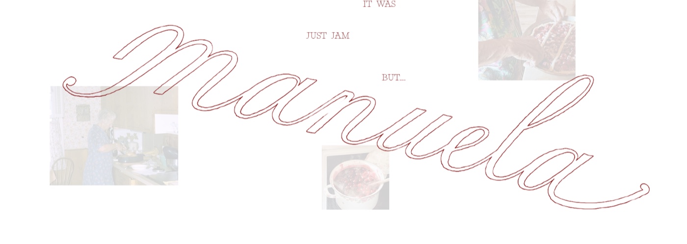 Logotipo de Manuela: caligrafía de trazo continuo dibujada en contorno