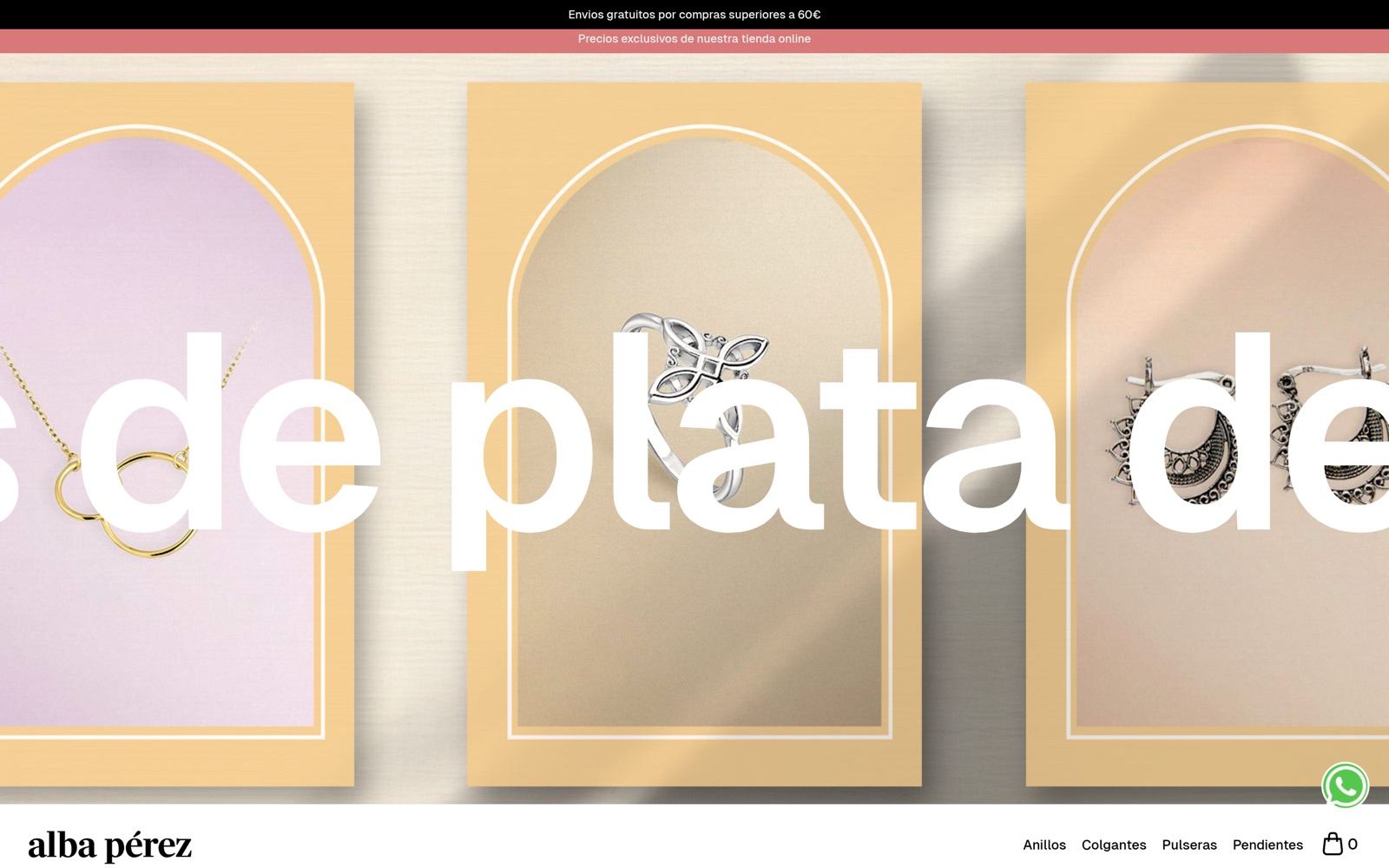 Captura de la tienda online de Alba Pérez