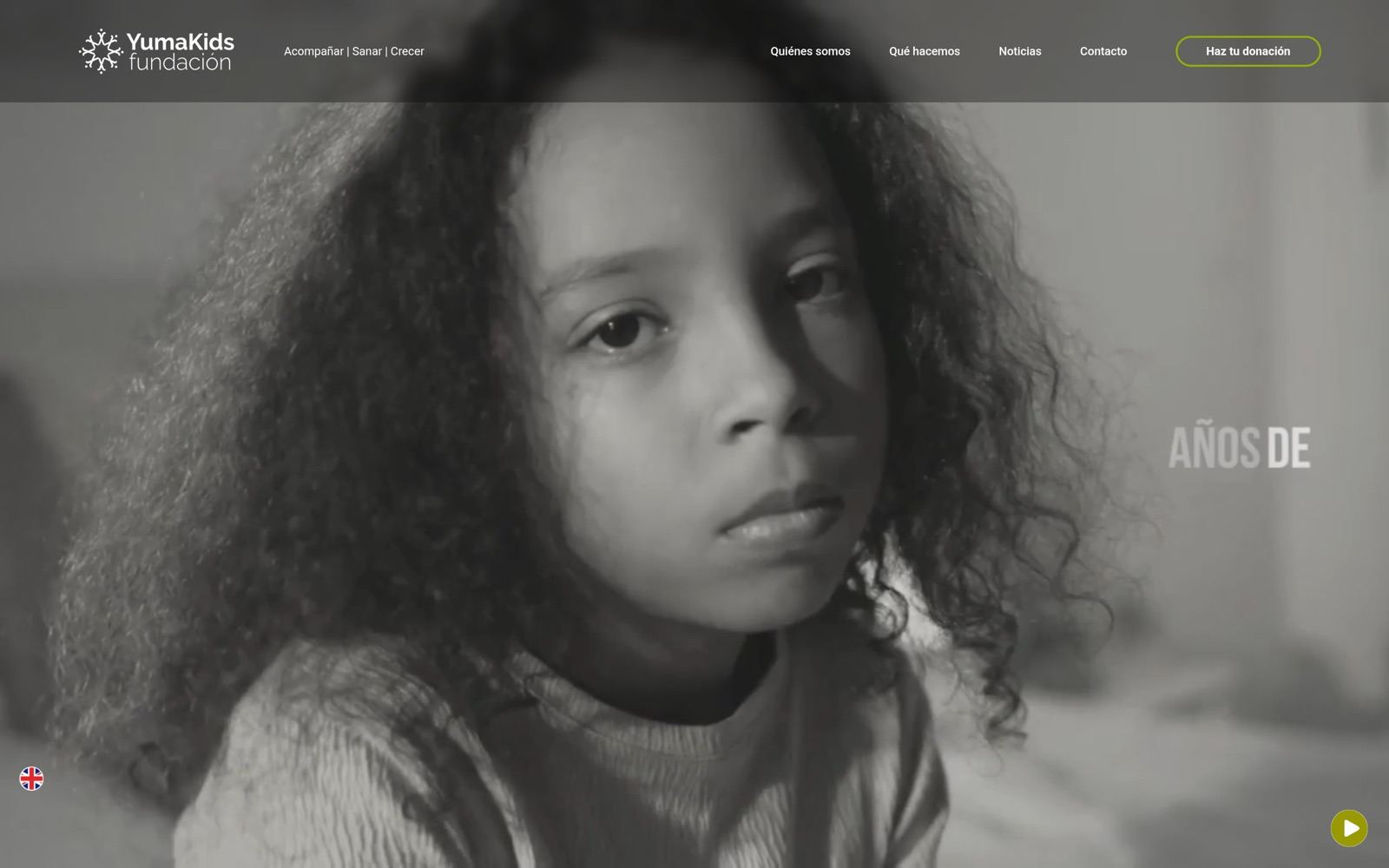 Captura de la home de YumaKids Fundación